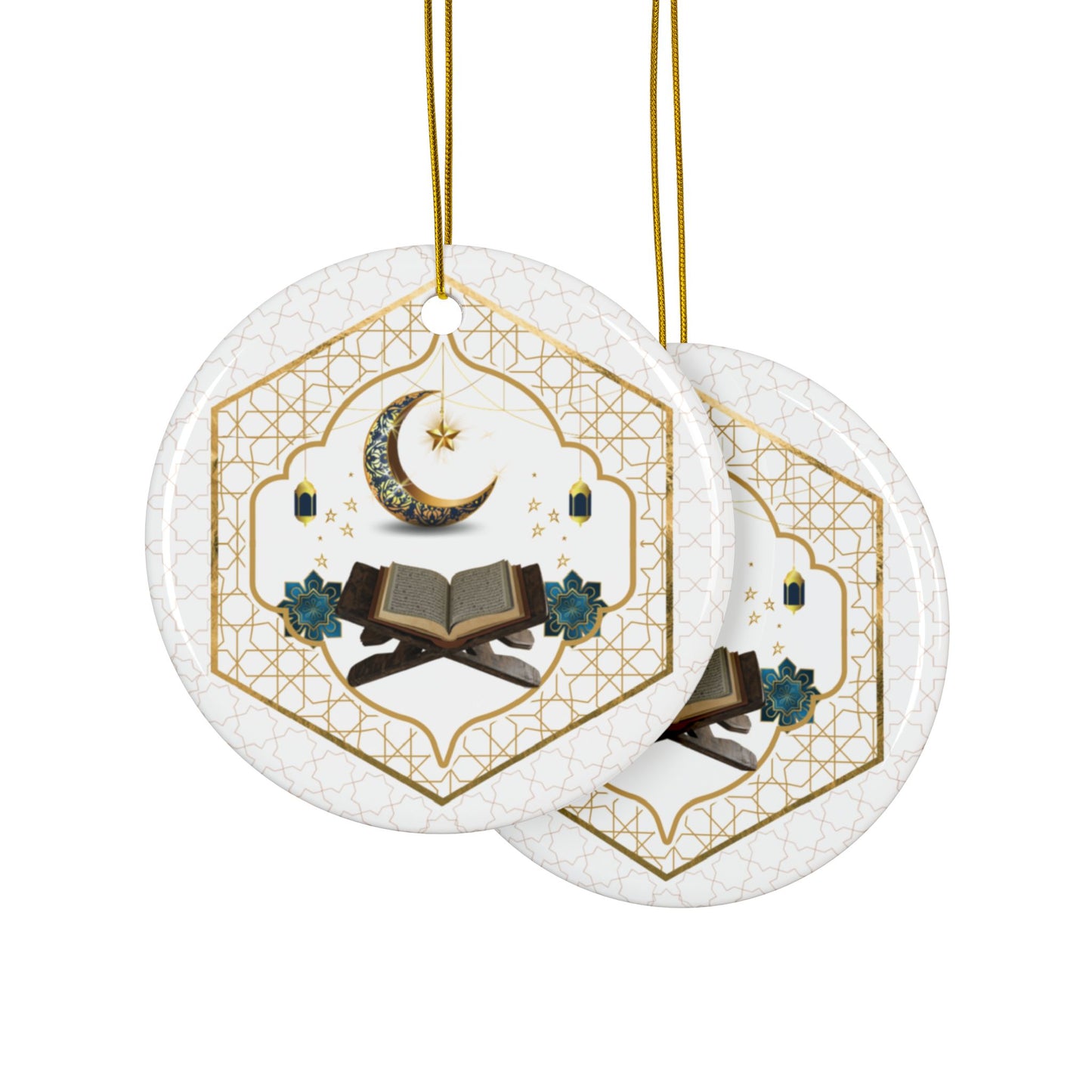 White & Gold | Muslim Inspired | Heirloom Ceramic Ornaments (1pc, 3pcs, 5pcs, 10pcs)