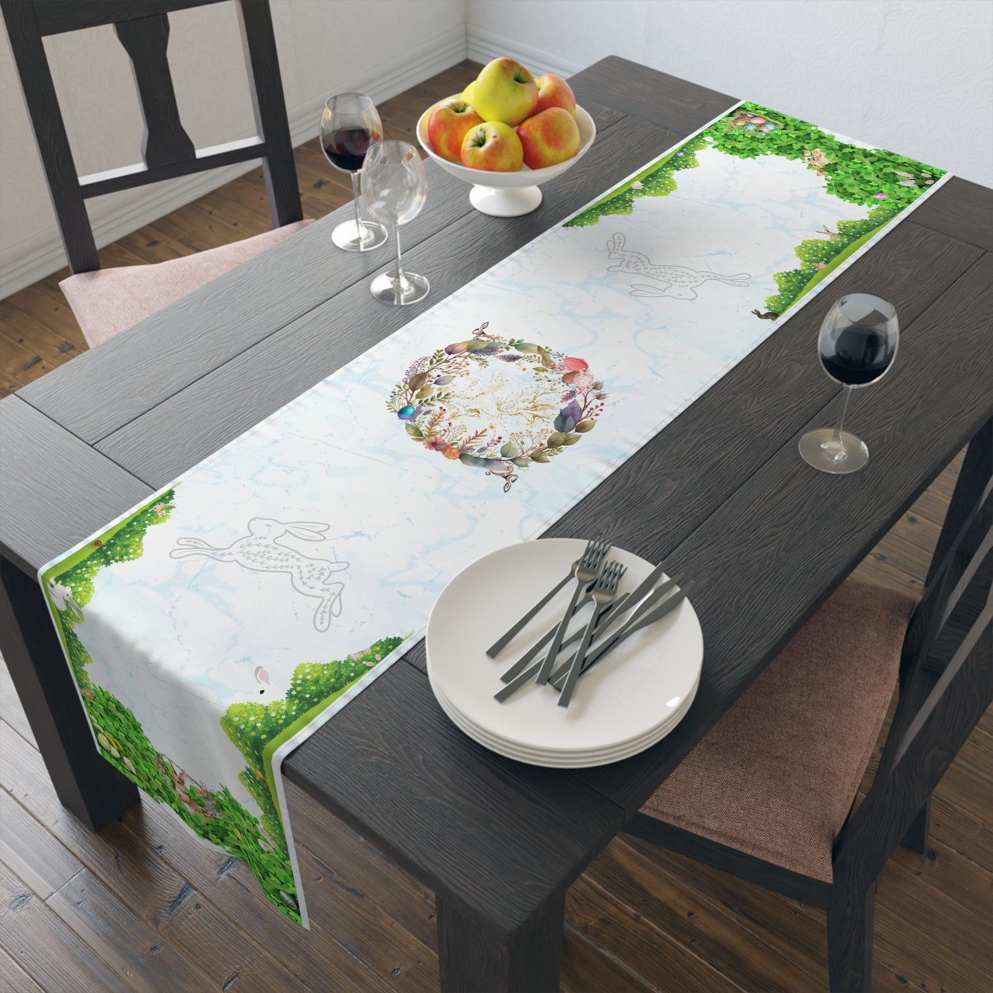 Easter Spring Garden Table Runner | Egg Hunt Table Game | Count the Rabbits and Eggs Hidden in the Decor