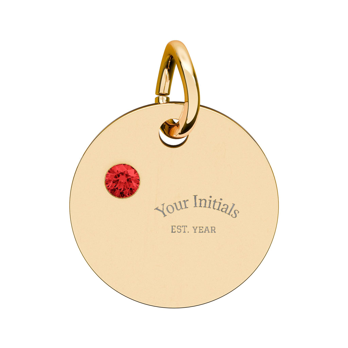 Engravable Birthstone Circle Charm | Personalized Initials & Birthstone Pendant