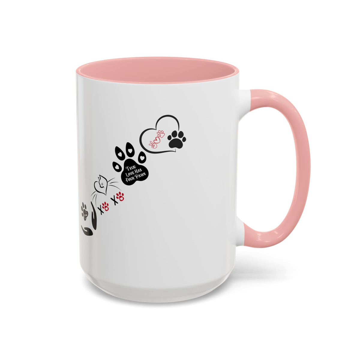 Cute Cats & Hearts | Four Paws Love Cat Coffee Cup | Heart-Shaped Mug