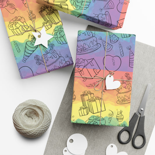 Party Time in Rainbow Gift Wrap Papers