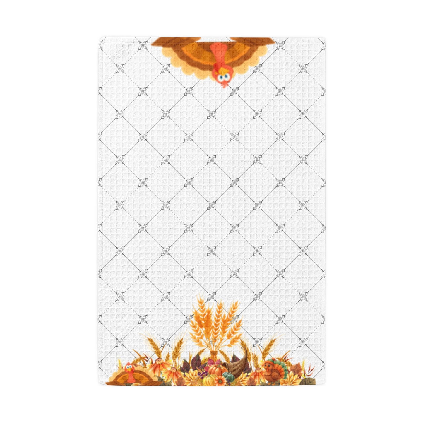 Turkey Harvest Waffle-Weave Kitchen Towel – Autumn Floral Hand Towel