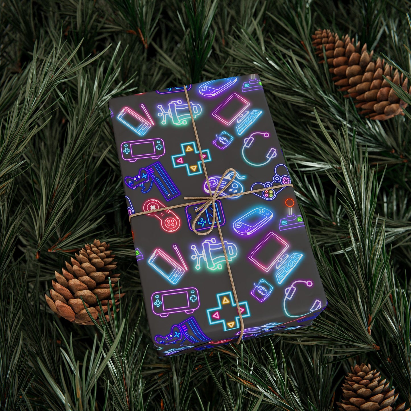 Neon Gamers Den Gift Wrap | Join Like Subscribe Now | Gamers Lifetime Membership Wrapping Paper