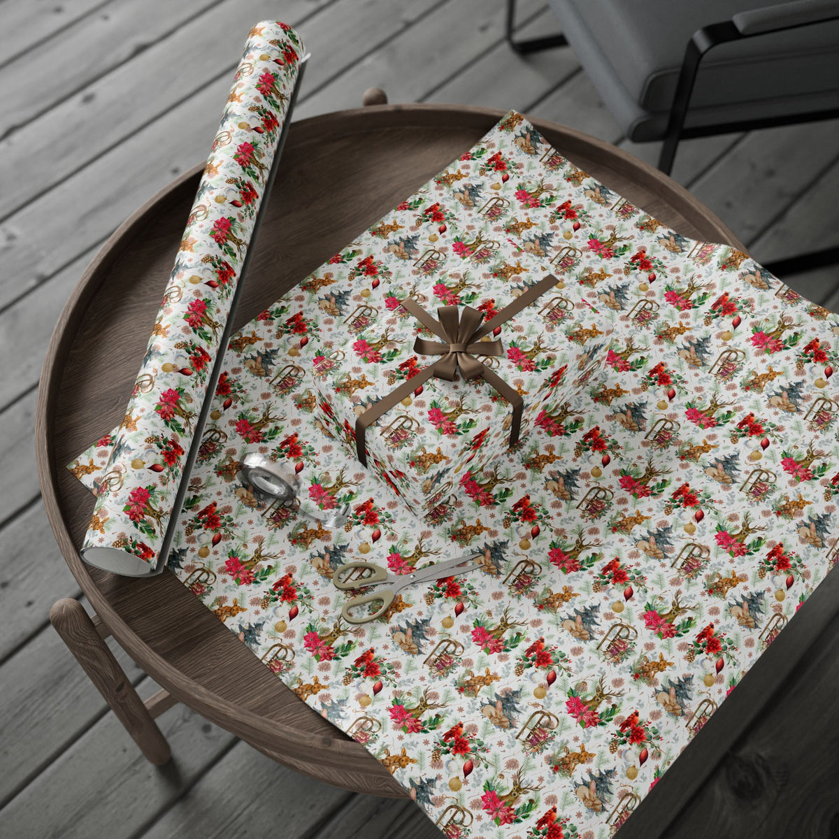 Vintage Forest and Floral Gift wrap | Winter Season Wrapping Paper