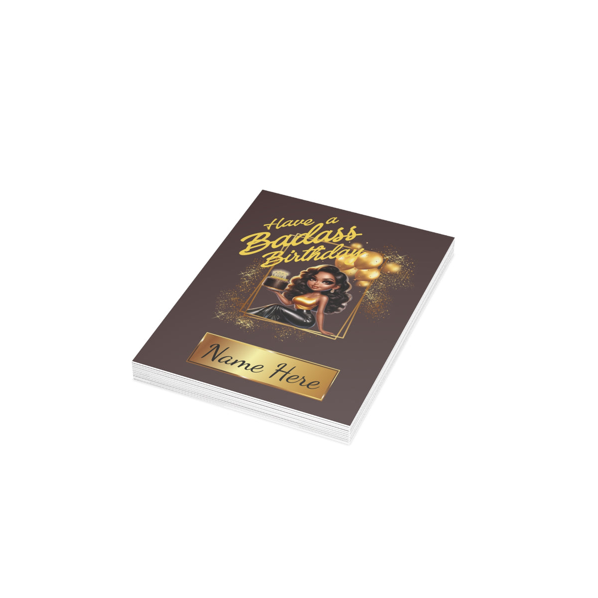 Badass Birthday (Queen) Cards | Custom B-Day | Unapologetic Black (1, 10 pcs)