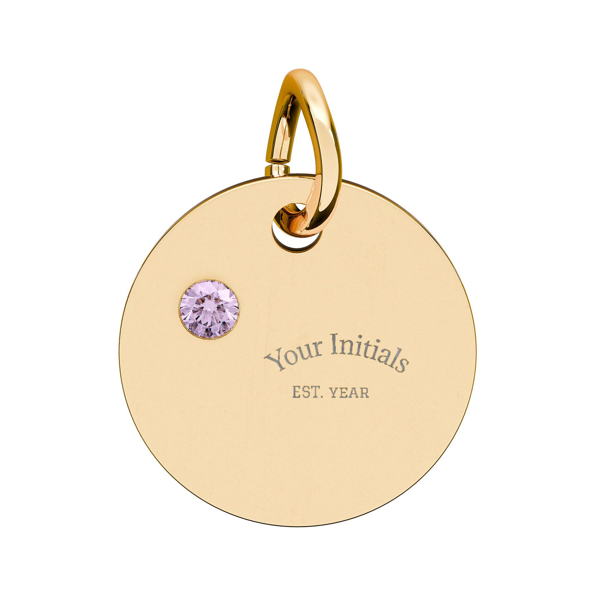 Engravable Birthstone Circle Charm | Personalized Initials & Birthstone Pendant