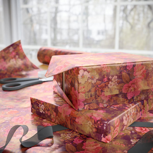 Rustic Floral Paper Gift Wrap | Decor Paper for All Use | Floral Vintage Collage Wrapping Paper & Flowers Gift Wrap