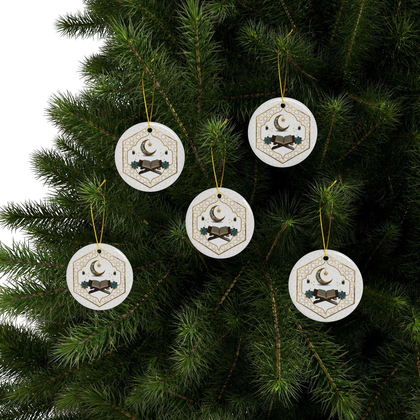White & Gold | Muslim Inspired | Heirloom Ceramic Ornaments (1pc, 3pcs, 5pcs, 10pcs)