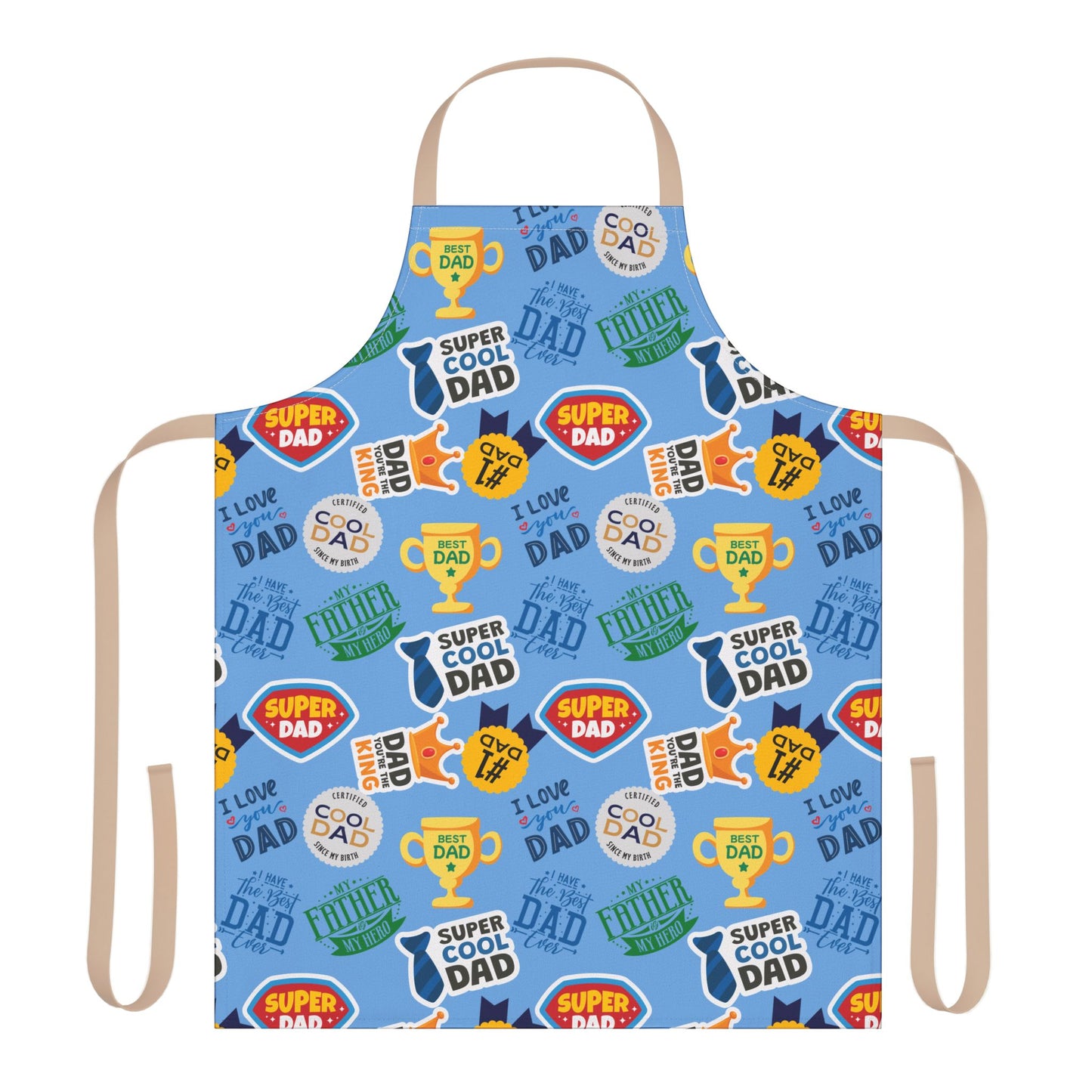 Dad Trophy Pattern Apron | Super Cool Dad Kitchen Apron