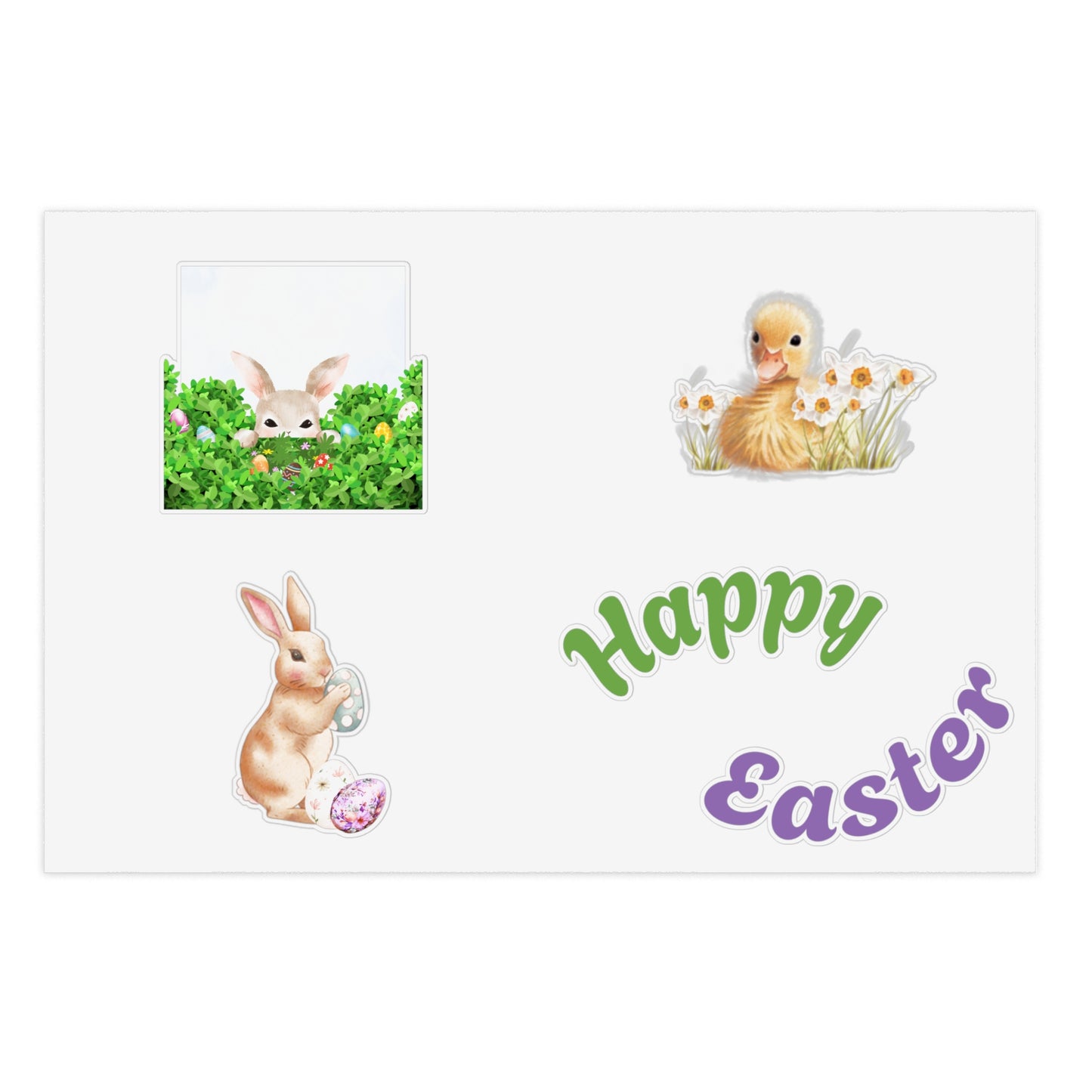 Easter Bunny & Duck Sticker Sheet — 5pc Pastel "Happy Easter" Pack