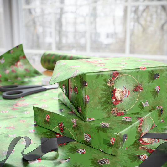 Santa and Critters | Cute Animals in Santa Hats Wrapping Paper