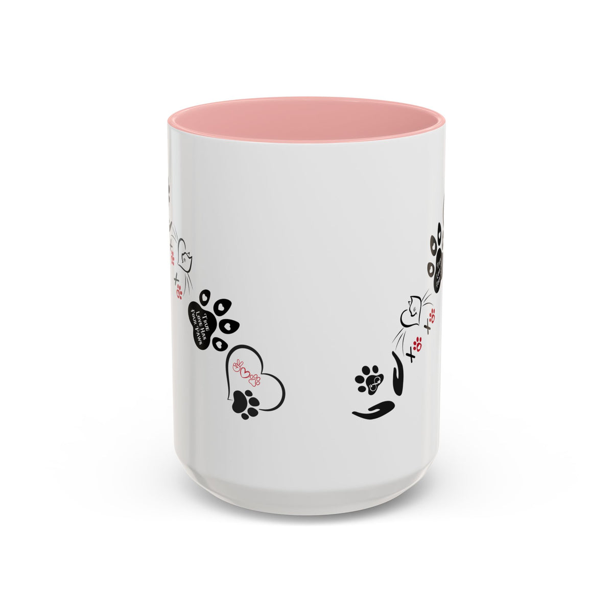 Cute Cats & Hearts | Four Paws Love Cat Coffee Cup | Heart-Shaped Mug