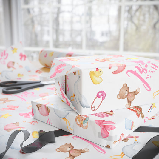 New Baby Wrapping Paper — "It’s a Girl" | Baby Shower Gift Wrap