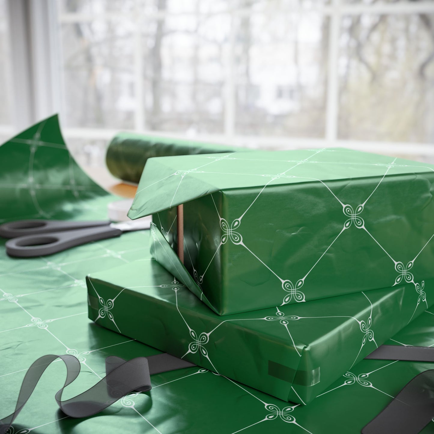 Lattice Green Wrapping Paper |  Simply Elegance Gift Wrap