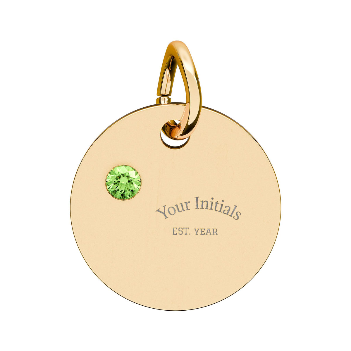 Engravable Birthstone Circle Charm | Personalized Initials & Birthstone Pendant