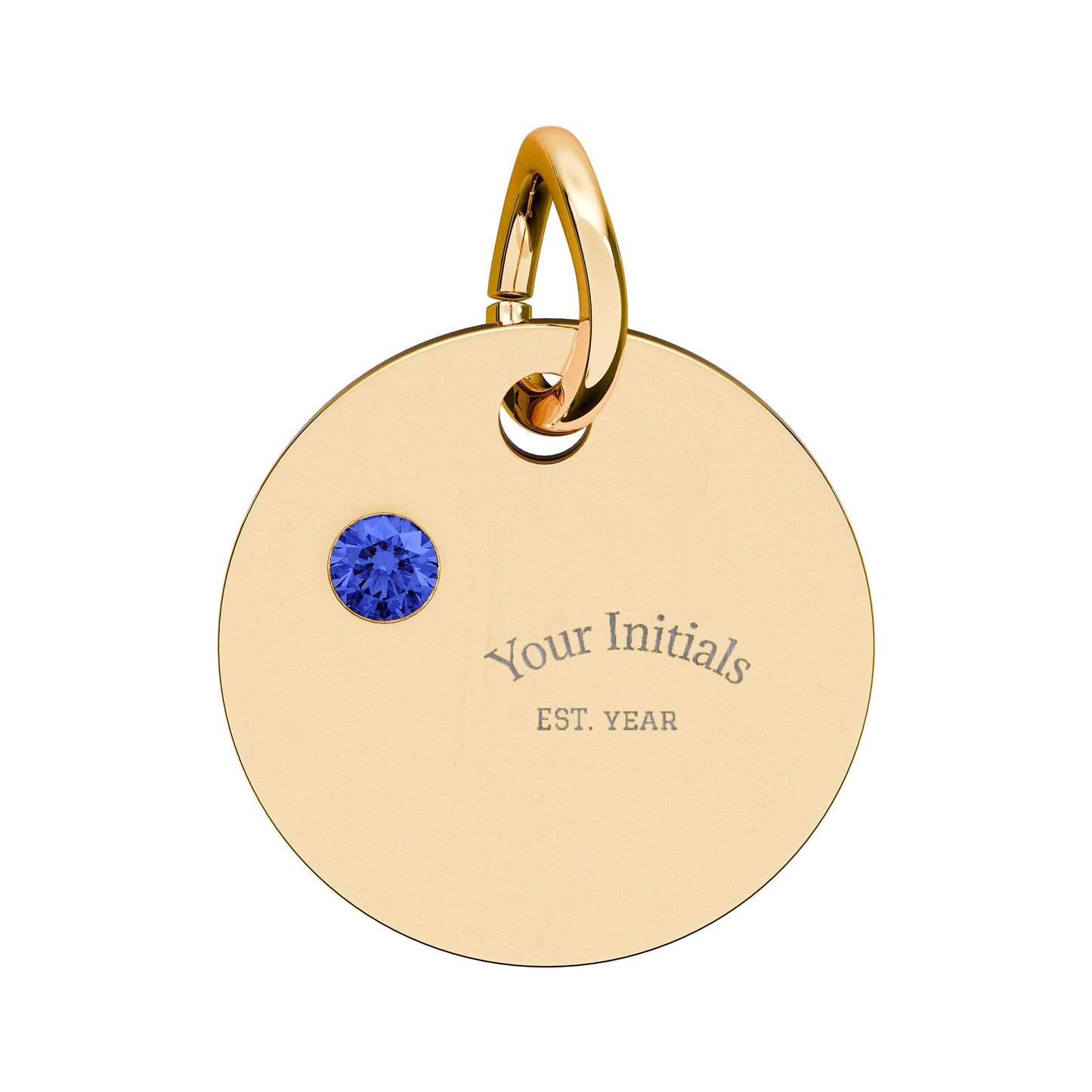 Engravable Birthstone Circle Charm | Personalized Initials & Birthstone Pendant