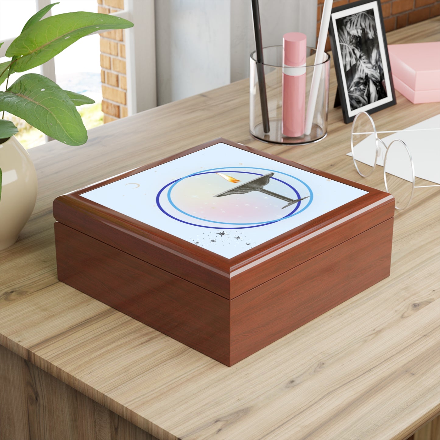 Flaming Chalice Jewelry Box | Midnight Starry Design
