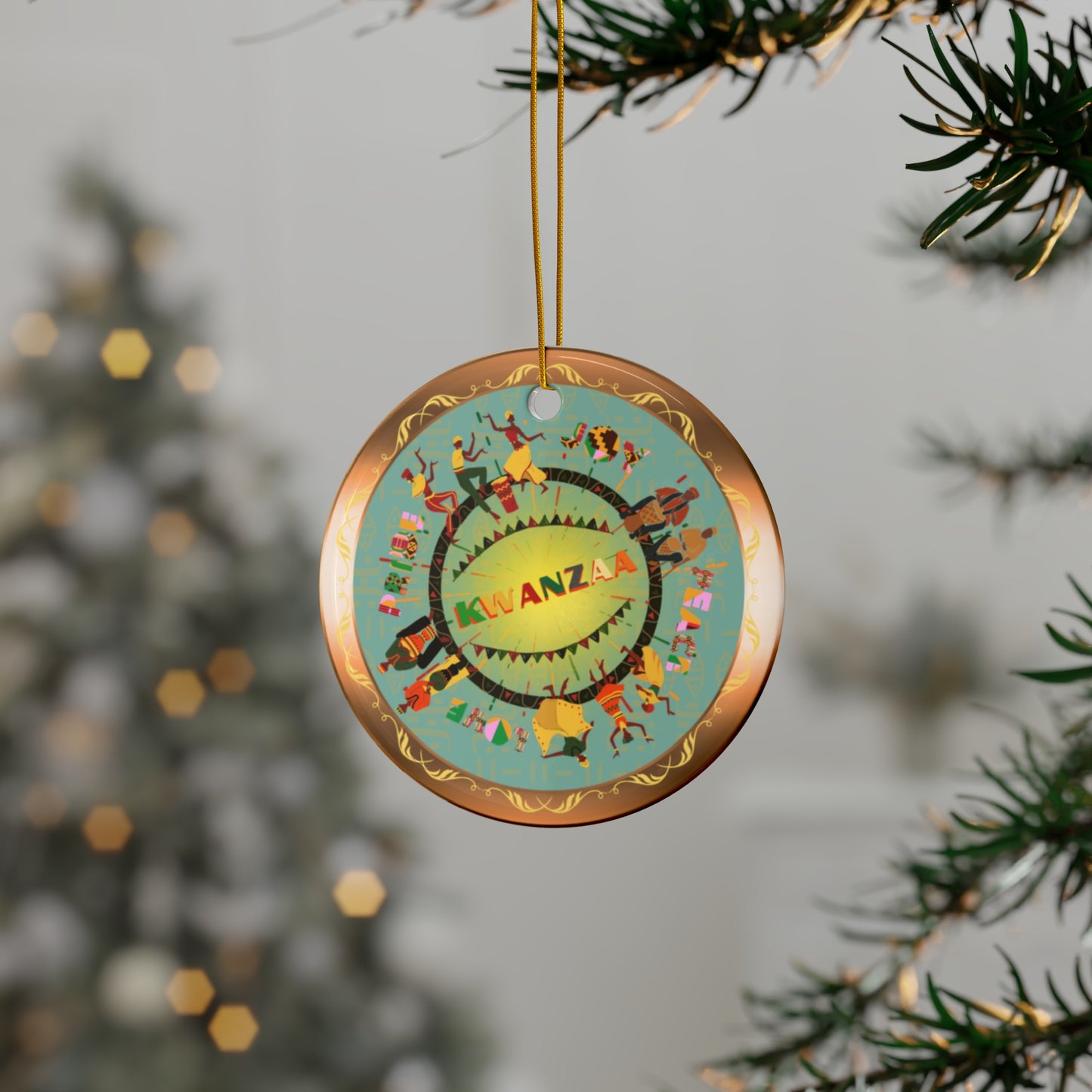 Kwanza Dance | Gifts of Kwanzaa | Heirloom Ceramic Ornaments (1pc, 3pcs, 5pcs, 10pcs)