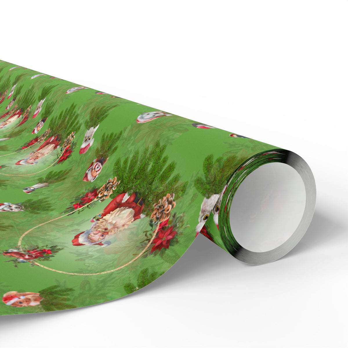 Santa and Critters | Cute Animals in Santa Hats Wrapping Paper