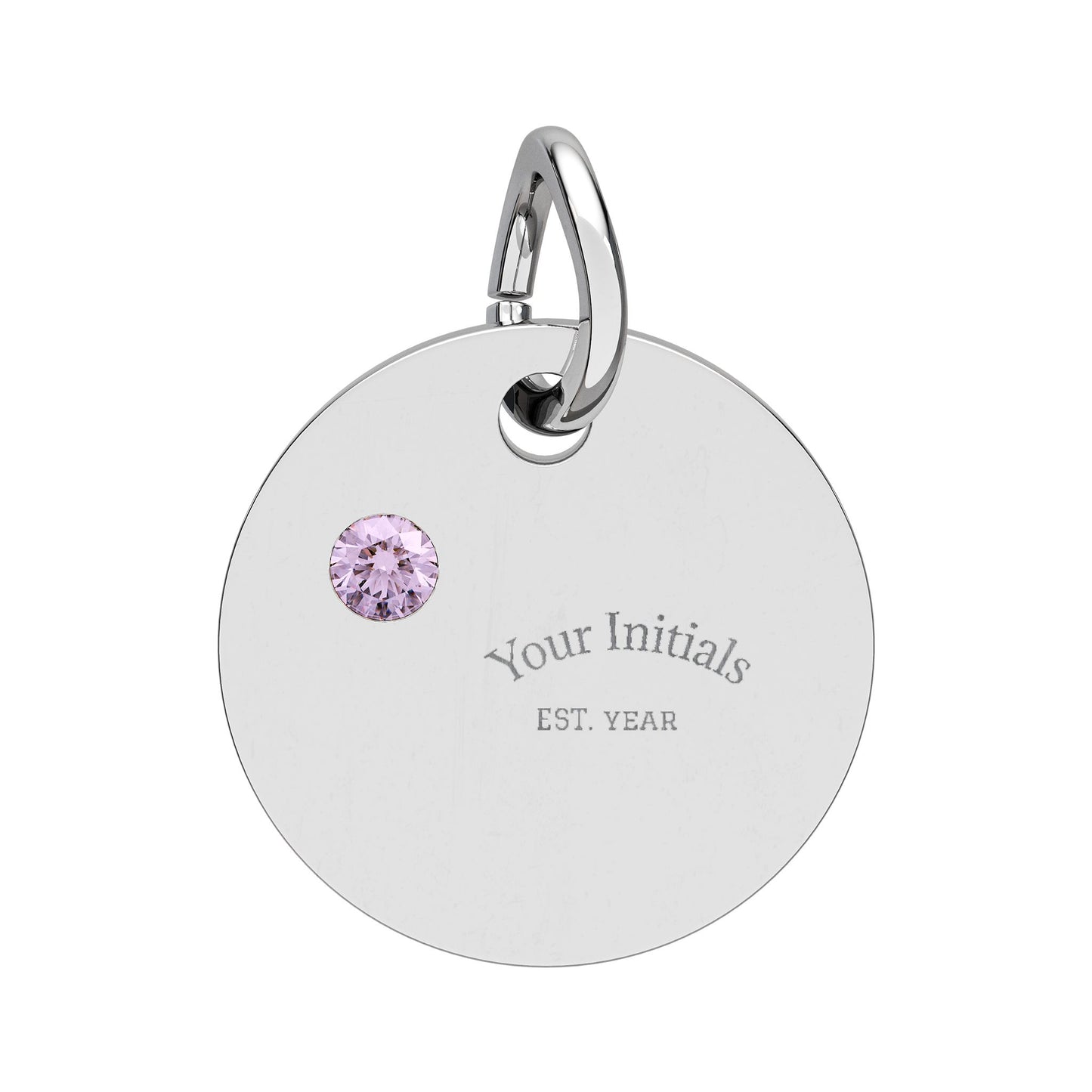 Engravable Birthstone Circle Charm | Personalized Initials & Birthstone Pendant