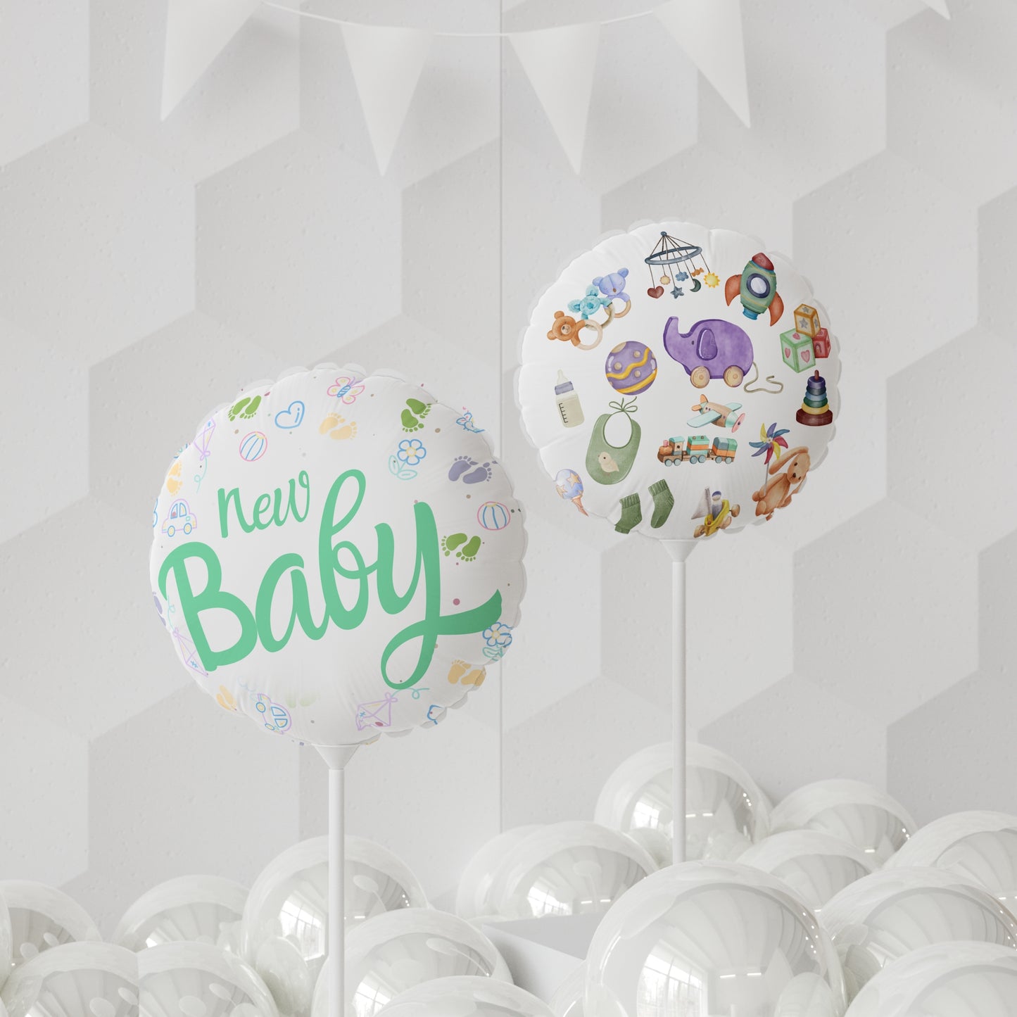 New Baby | New Arrival Balloon (Round and Heart-shaped), Air Only 11"