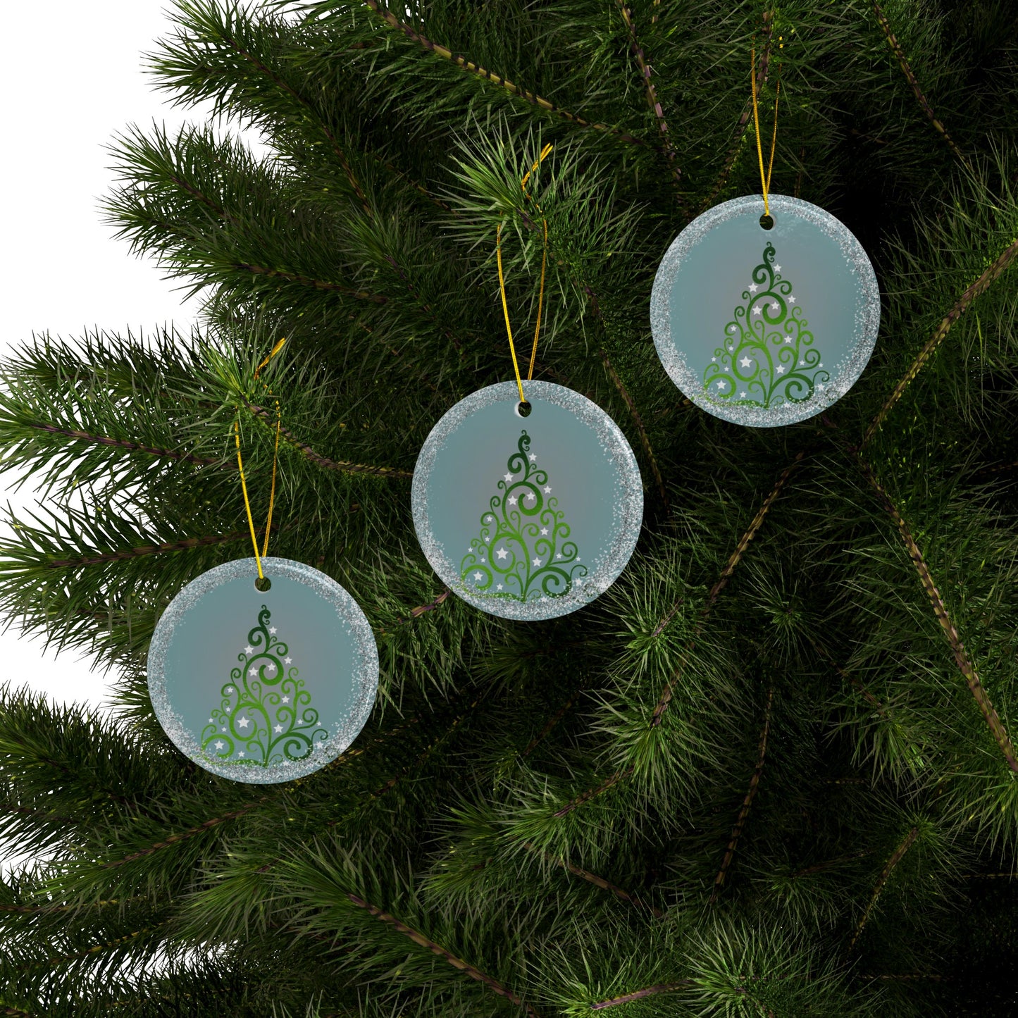 Joyous | Silver Tree | Heirloom Ceramic Ornaments (1pc, 3pcs, 5pcs, 10pcs)