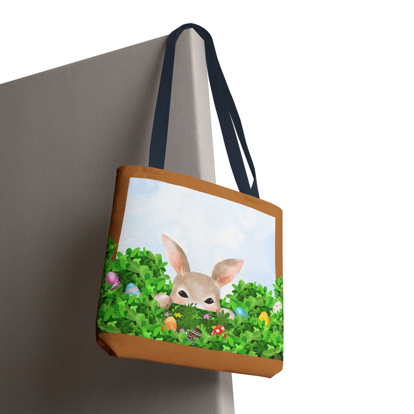 Easter Bunny Tote Bag – Cute Bunny in Garden Egg Hunt | AOP Tote 13” x 13”