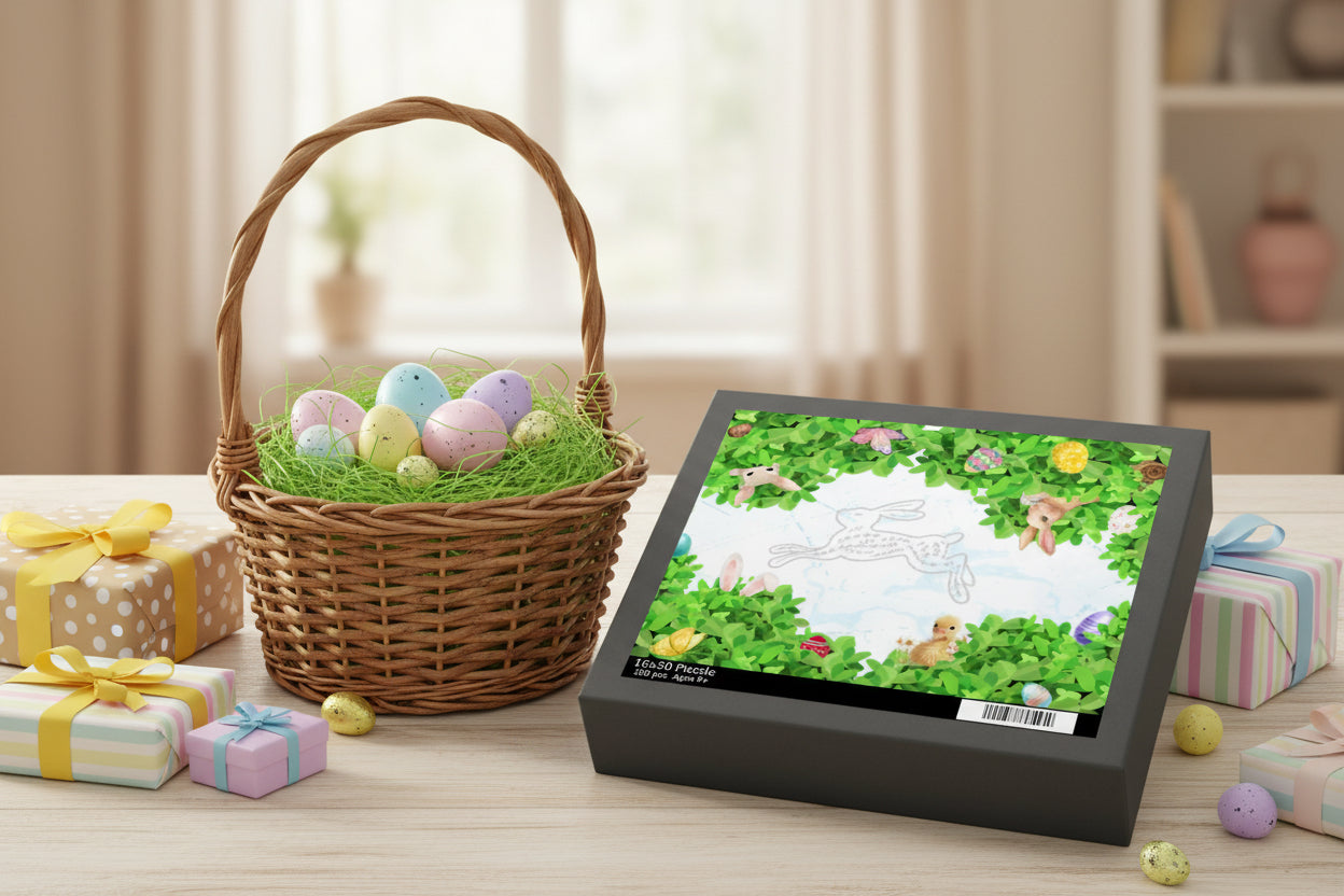 Spring Egg Hunt Puzzle — 252/500-Piece Jigsaw with Bunnies & Duckling