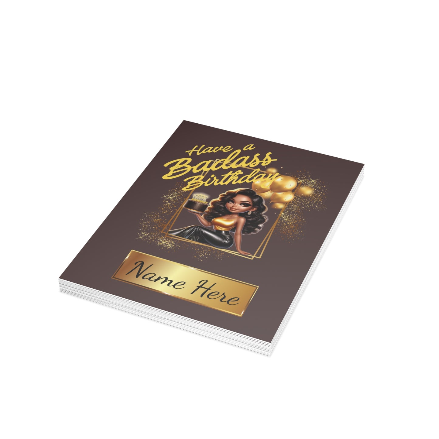 Badass Birthday (Queen) Cards | Custom B-Day | Unapologetic Black (1, 10 pcs)