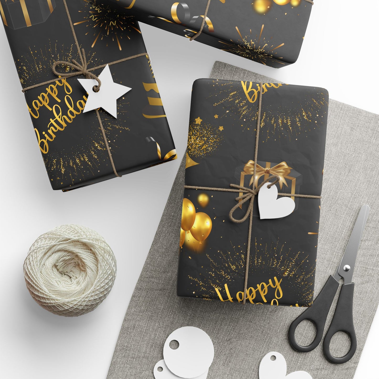 Birthday of Gold | Black and Gold | For All Age Wrapping Papers