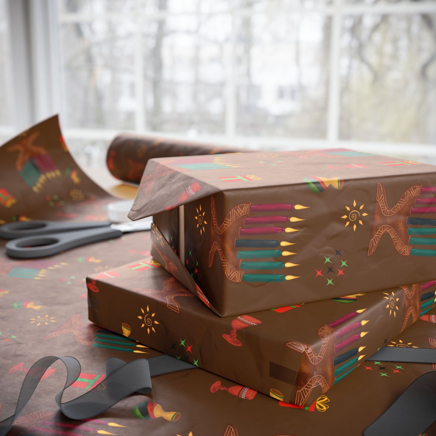 Kinara | Kwanzaa Lights | Zawadi (Earth) Wrapping Paper