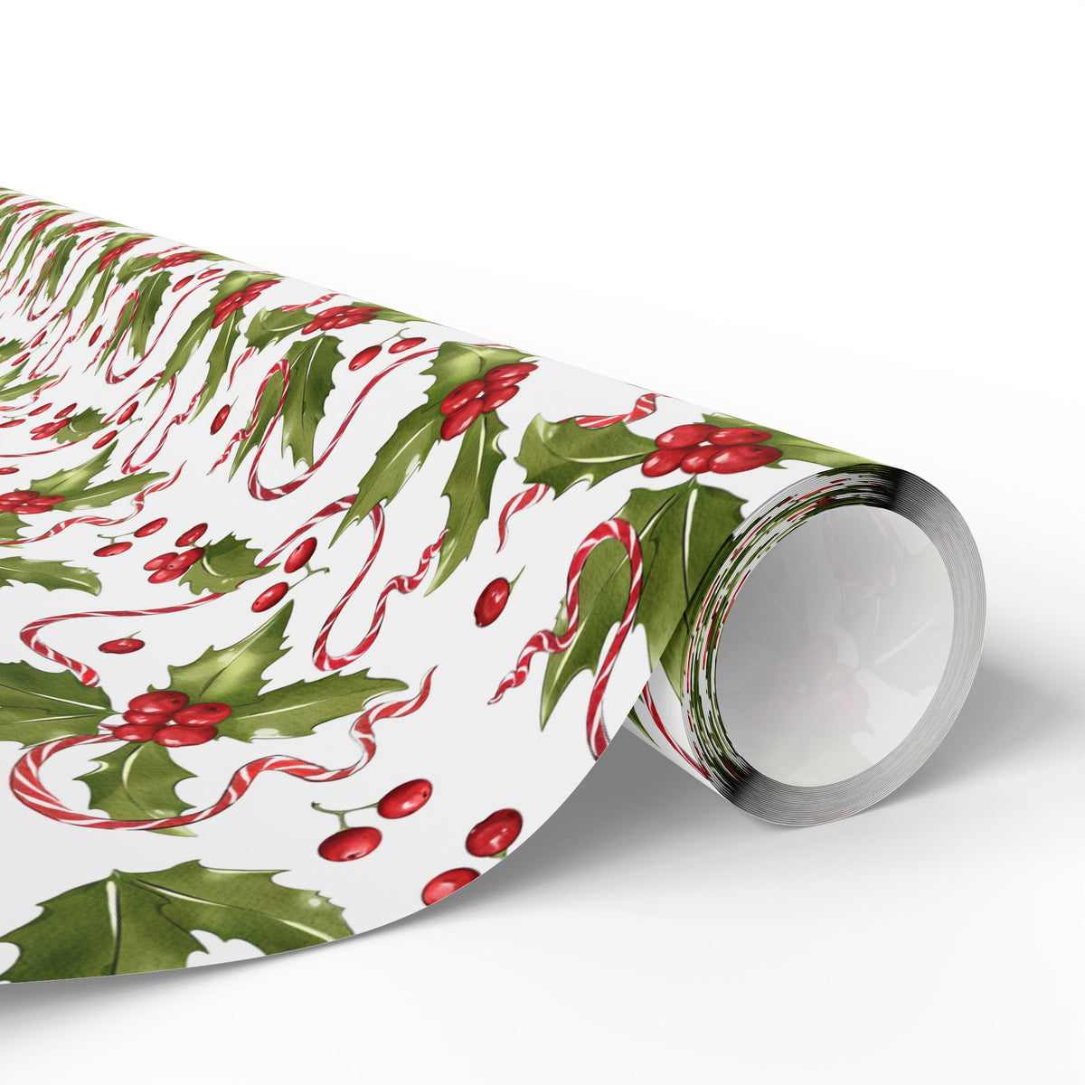 Holly & Candy Cane Wrapping Paper