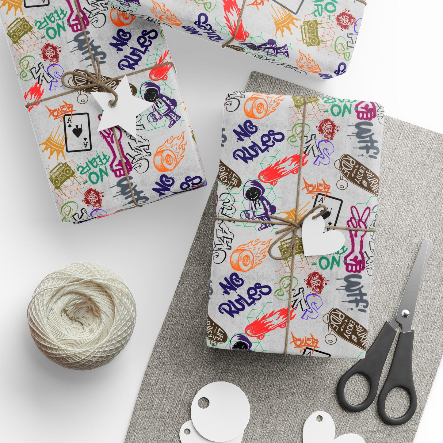 Graffiti Park Skaters Rule Gift Wrap | VIP All Star | All Sports Athletic Wrapping Paper for Coaches, Players & Fans