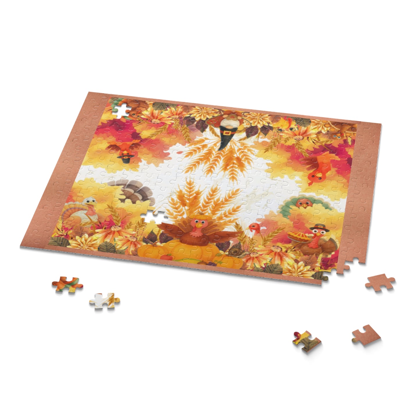 Turkey Hunt Puzzle — 252/500-Piece Jigsaw with Bunnies & Duckling