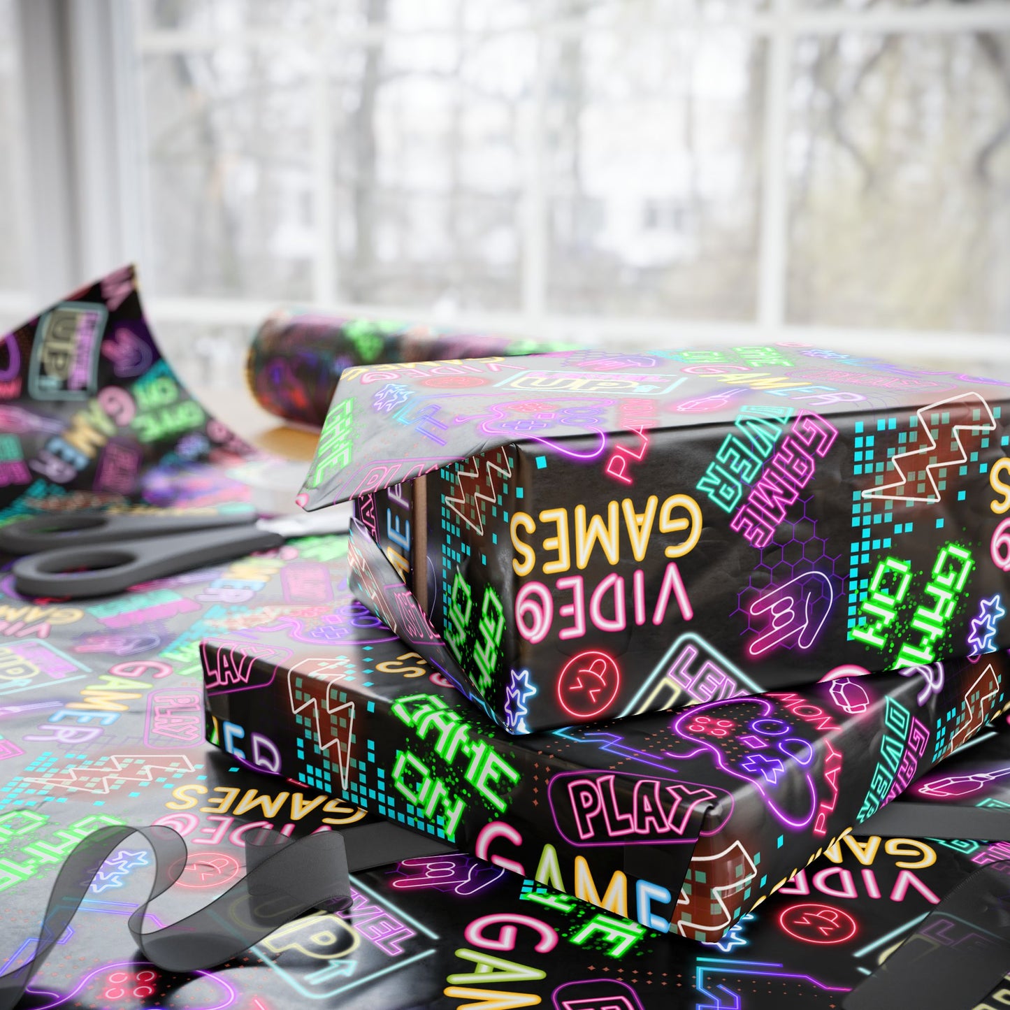 Gaming Cafe Gift Wrap | Join Like Subscribe Now | Gamers Lifetime Membership Wrapping Paper