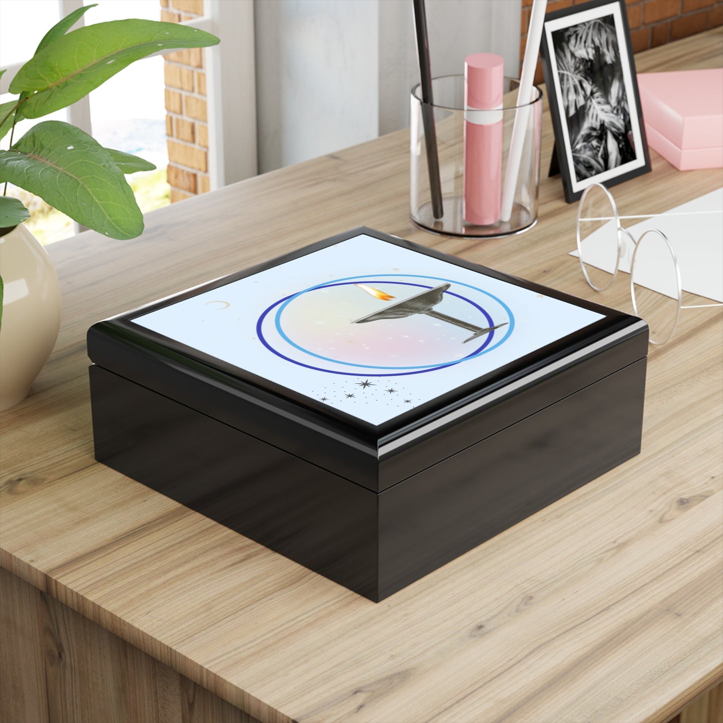 Flaming Chalice Jewelry Box | Midnight Starry Design