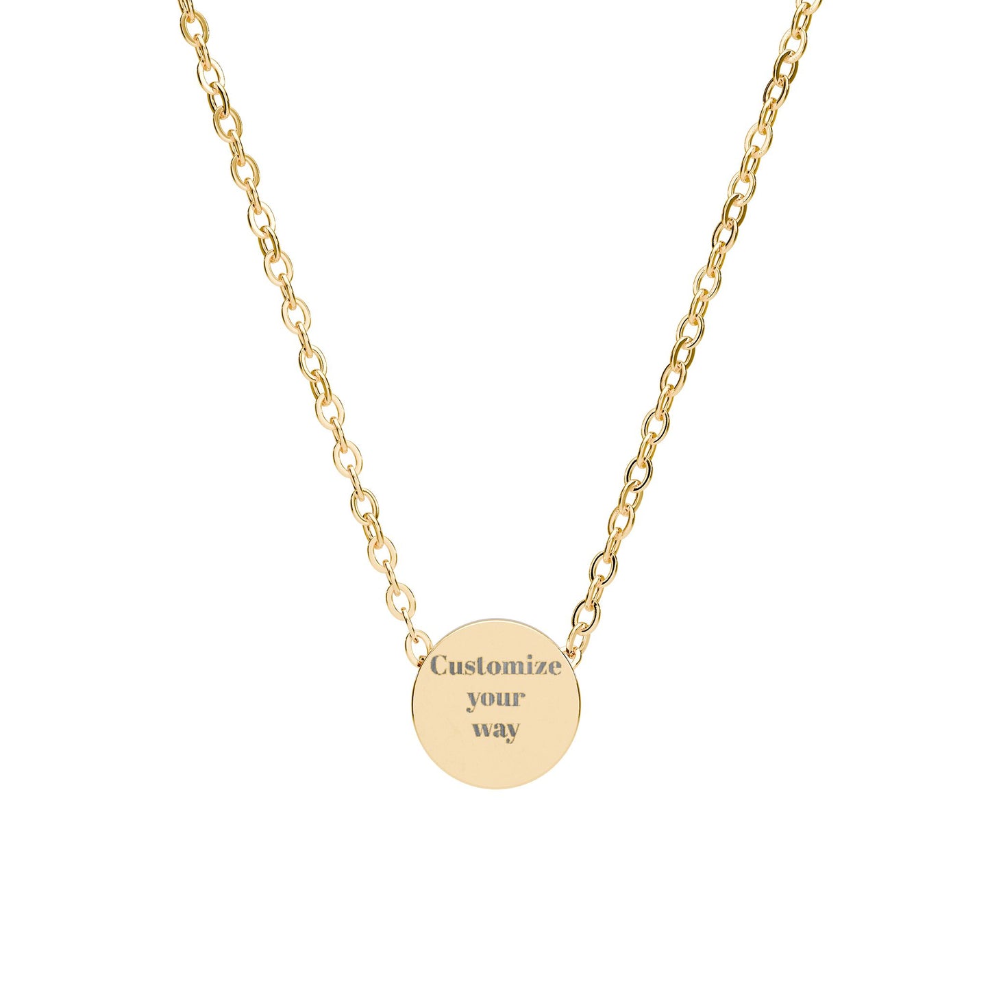 Customize Mini Engraved Circle Necklace — Personalized Disc Pendant Jewelry