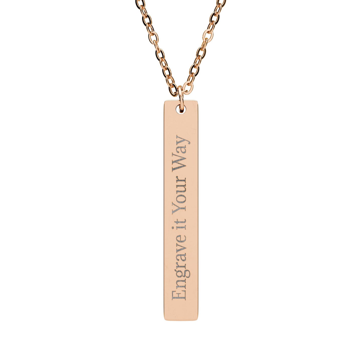 Engraved Vertical Bar Necklace — Personalized Initials or Message, Sterling Pendant Gift