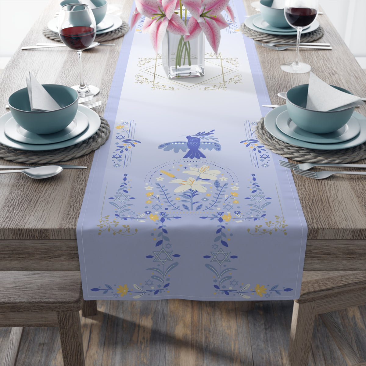 Peaceful Words | Hanukkah Table Runner (Cotton, Poly)