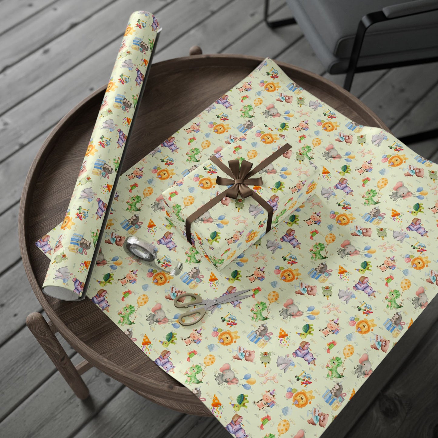 Cutie Critters Custard Party | Birthday Kids Gift Wrap Roll | Animal Party Wrapping Paper