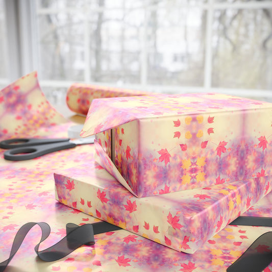 Pink Autumn Paper Gift Wrap | Decor Paper for All Use | Floral Vintage Collage Wrapping Paper