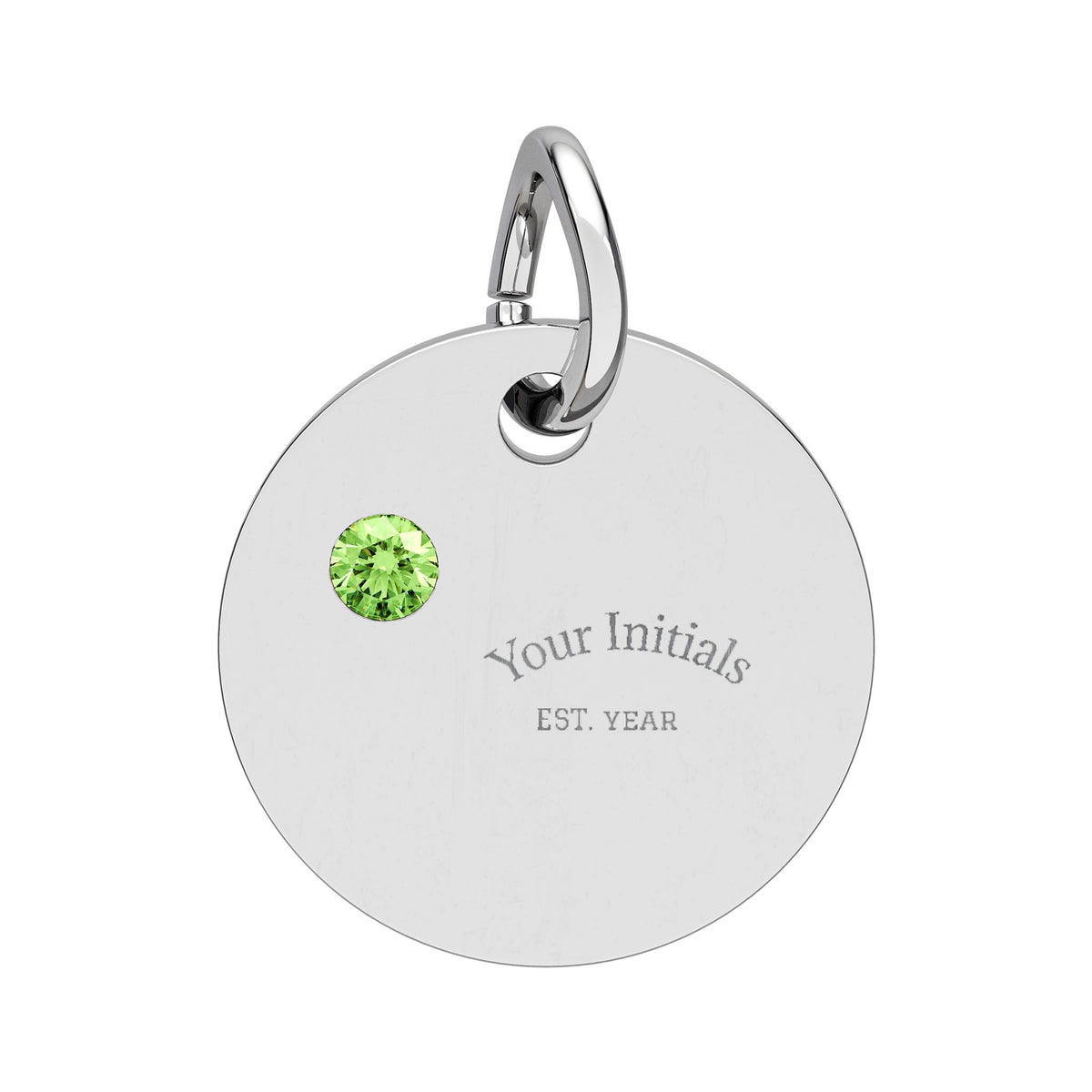Engravable Birthstone Circle Charm | Personalized Initials & Birthstone Pendant