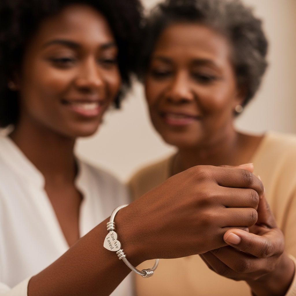 You Are Loved, Engraved Heart Cuff Bracelet - Personalized