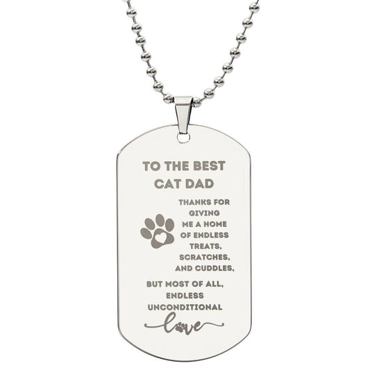 Best Cat Dad Ever | Custom Engraved | Dog Tag Necklace