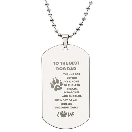 Best Dog Dad Ever | Custom Engraved | Dog Tag Necklace