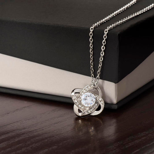 Love Knot Necklace |  CZ Rhinestone Crystal Pendant - Gift Box Only (No Message Card)