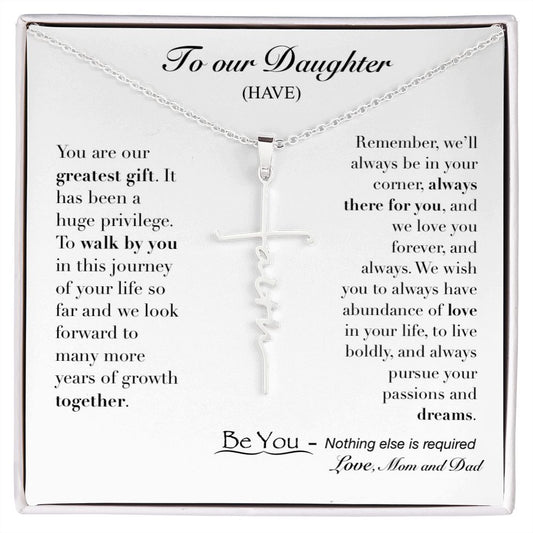 To Our Daughter| Have Faith, Be You - Faith Cross Necklace